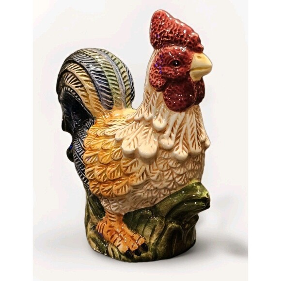 🧂 Vintage Jay Imports Glazed Ceramic Farmhouse Roosters Salt/Pepper Shaker Set - Picture 2 of 8